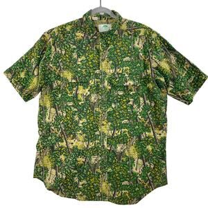 Vintage 80s Bushlan Button-Up Camo Shirt Hunting Woodlands Safari Men's Size XXL